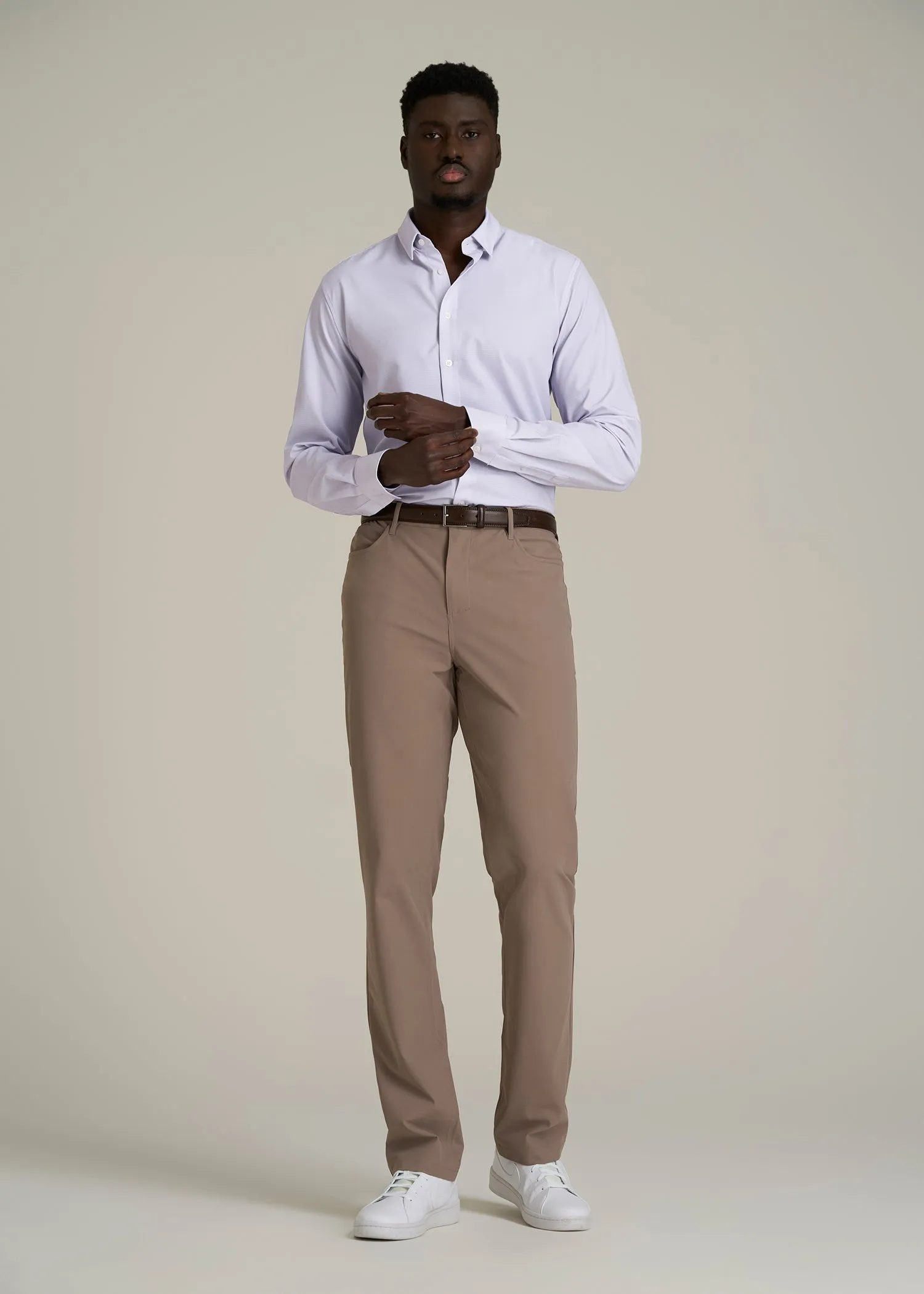 Traveler Stretch Dress Shirt for Tall Men in Light Violet Geometric sold by American Tall product image thumbnail 4