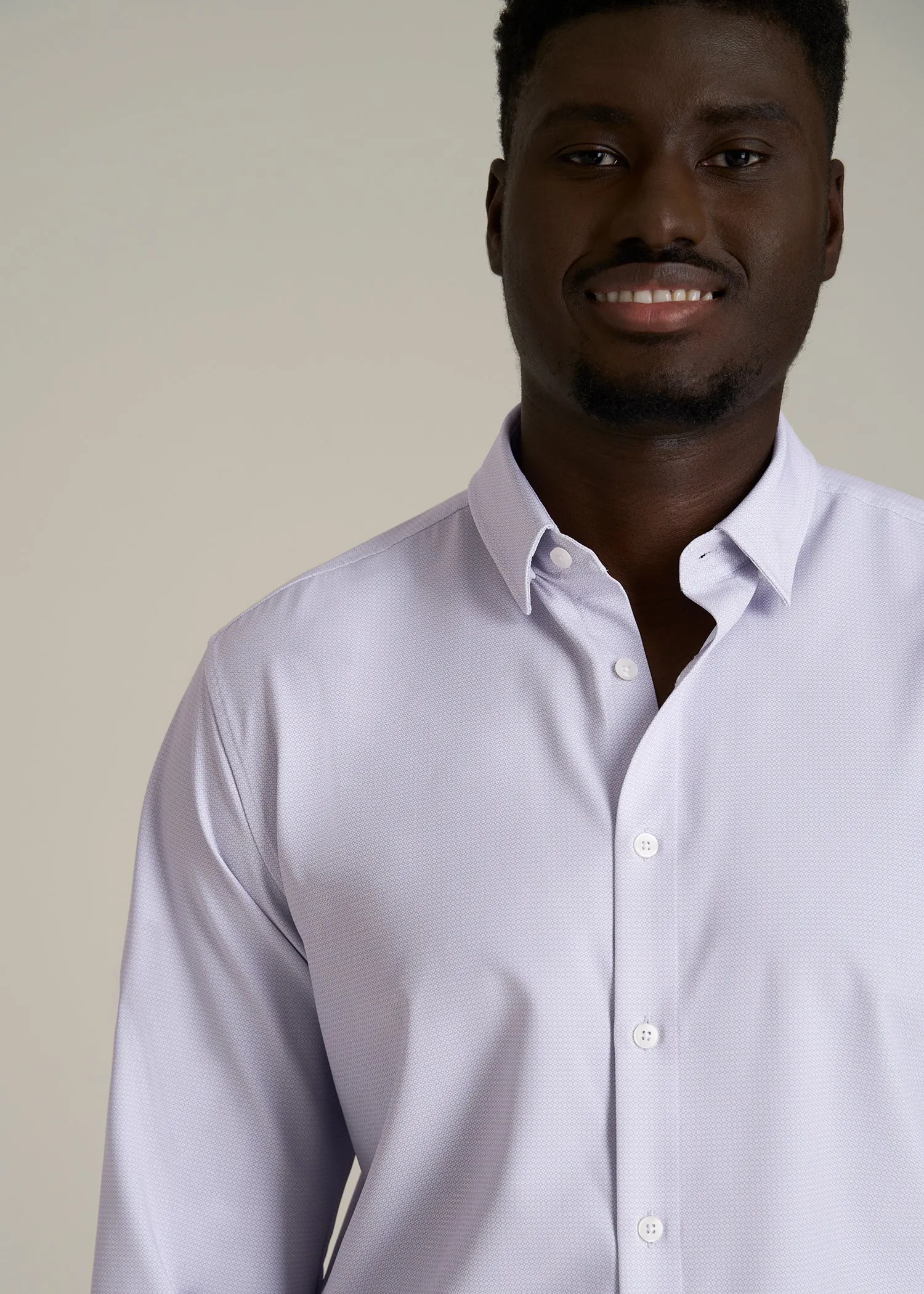 Traveler Stretch Dress Shirt for Tall Men in Light Violet Geometric sold by American Tall product image thumbnail 2