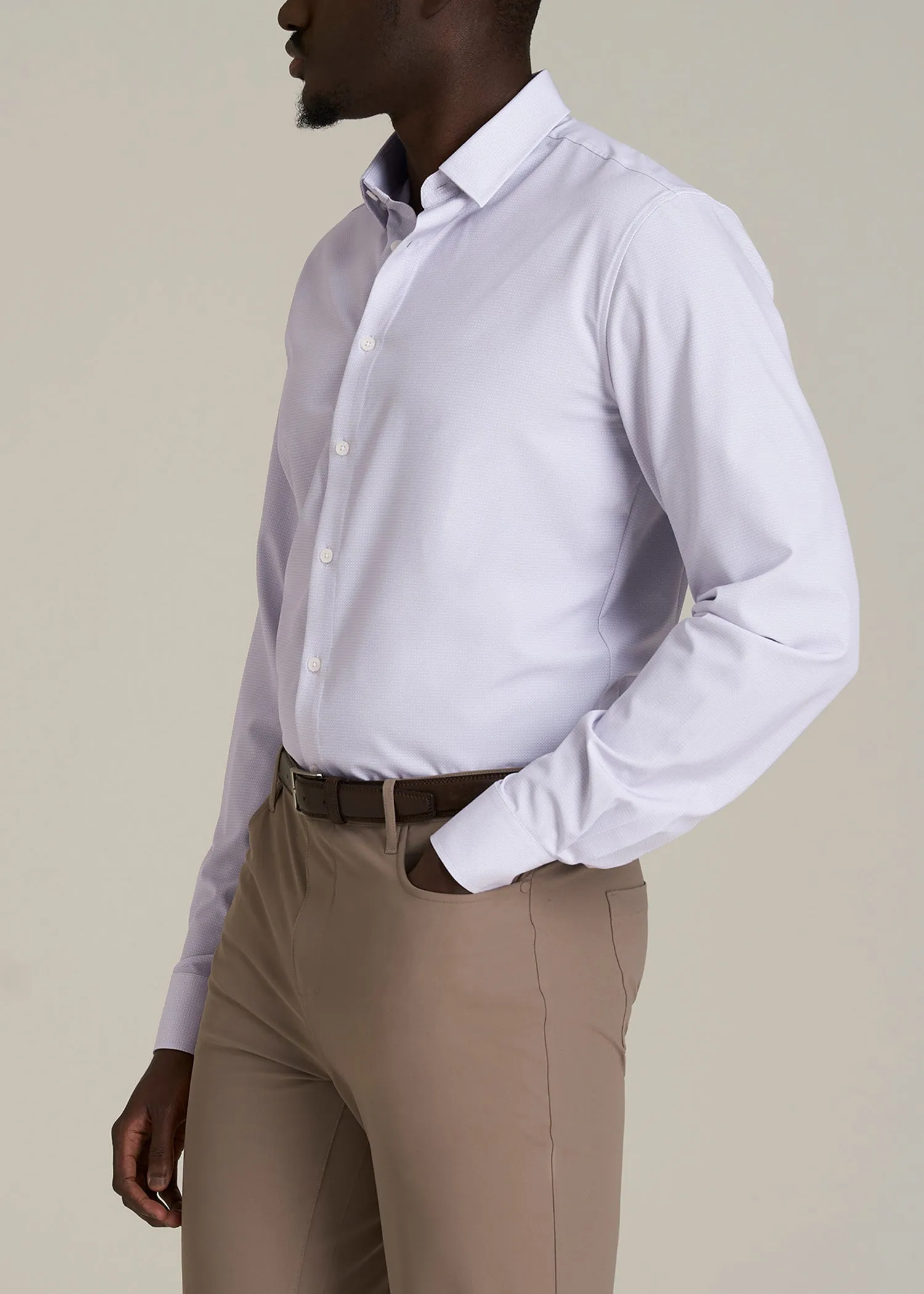 Traveler Stretch Dress Shirt for Tall Men in Light Violet Geometric sold by American Tall product image thumbnail 3