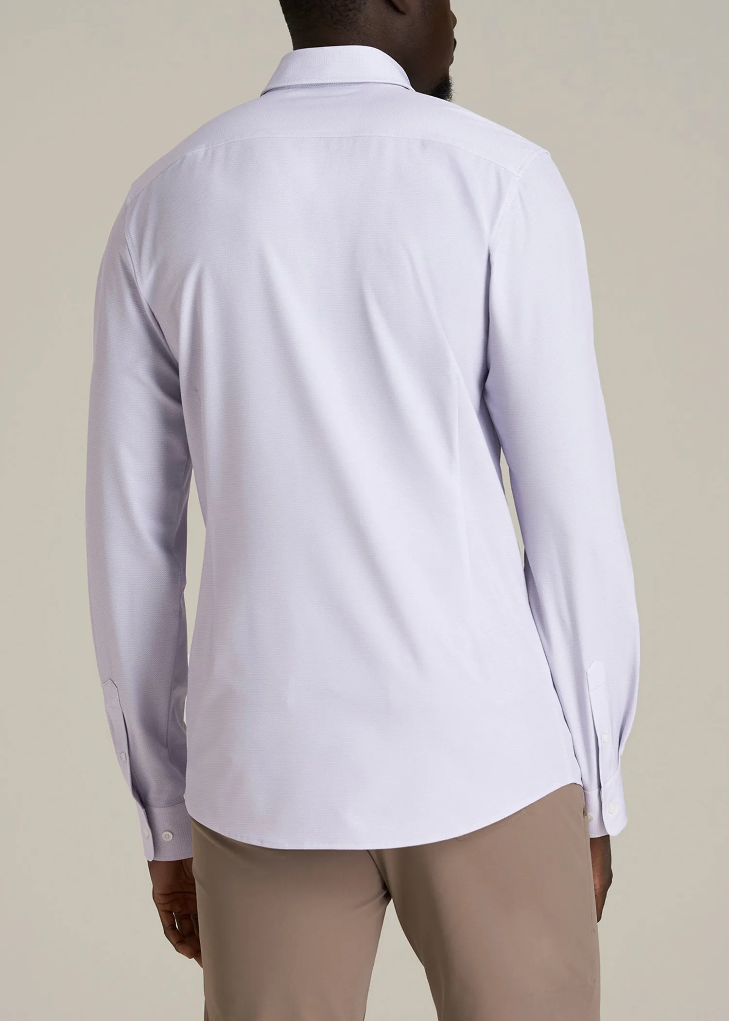 Traveler Stretch Dress Shirt for Tall Men in Light Violet Geometric sold by American Tall product image thumbnail 5