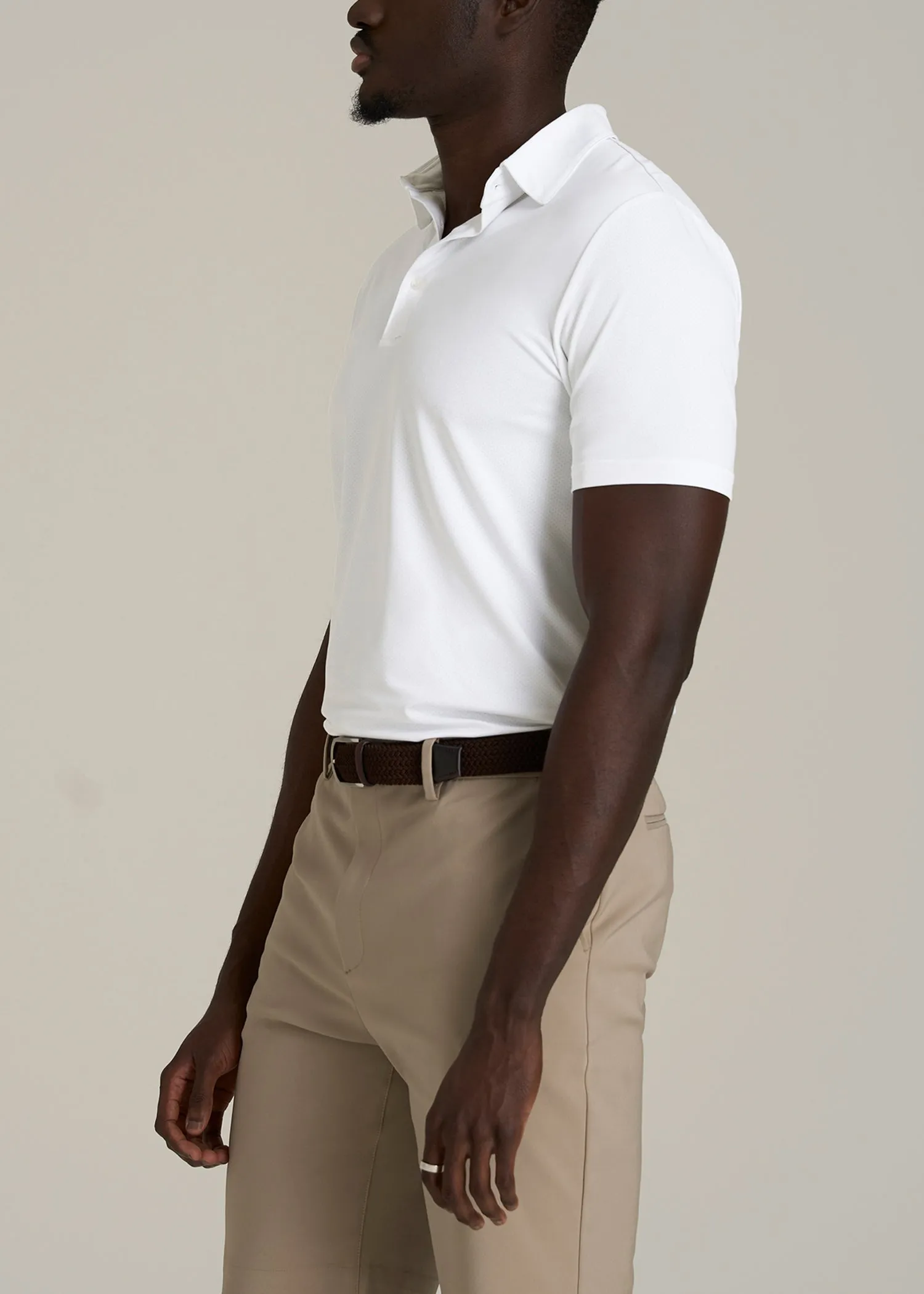 Golf Performance Polo Shirt for Tall Men in Optic White sold by American Tall product image thumbnail 3