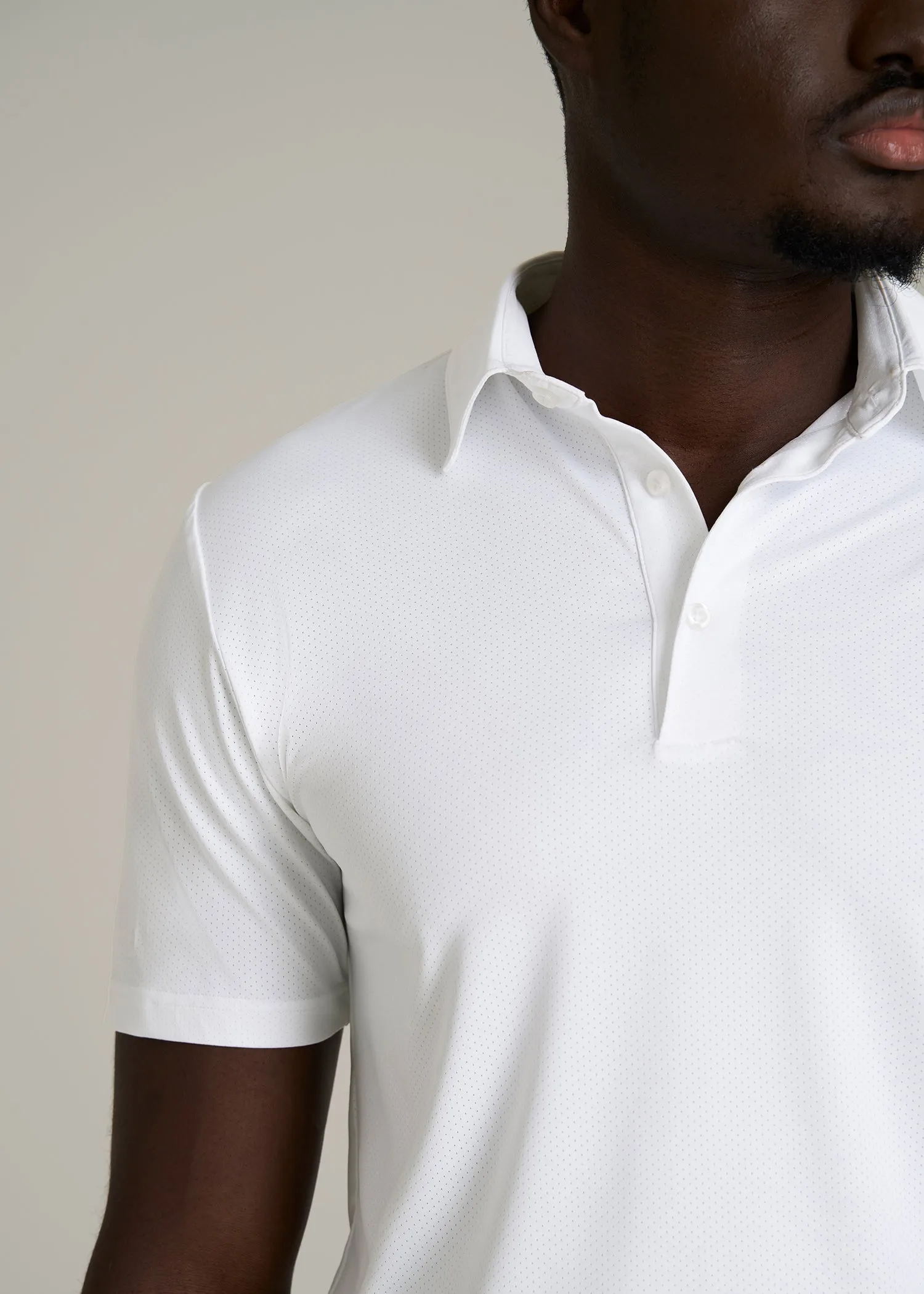 Golf Performance Polo Shirt for Tall Men in Optic White sold by American Tall product image thumbnail 2