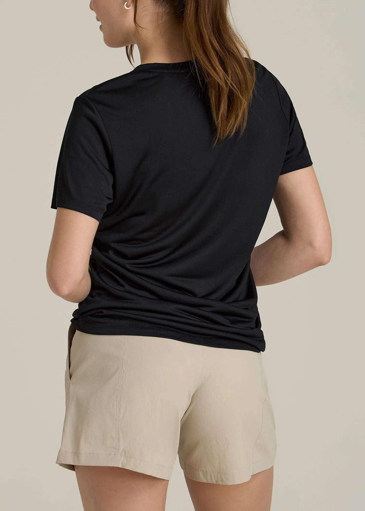Short Sleeve Active V Neck T-Shirt for Tall Women in Black sold by American Tall product image thumbnail 5