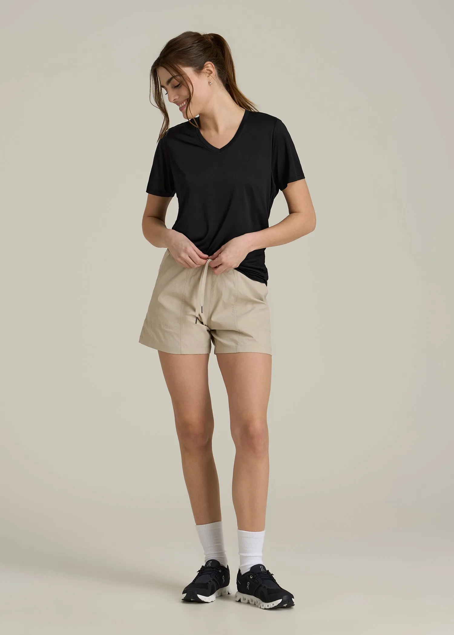 Short Sleeve Active V Neck T-Shirt for Tall Women in Black sold by American Tall product image thumbnail 4