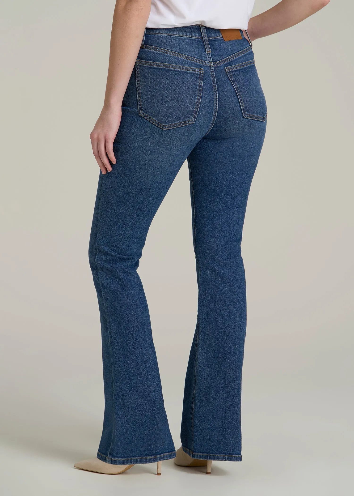 Chloe High Rise Flare Jeans for Tall Women in Stellar Blue Wash sold by American Tall product image thumbnail 5