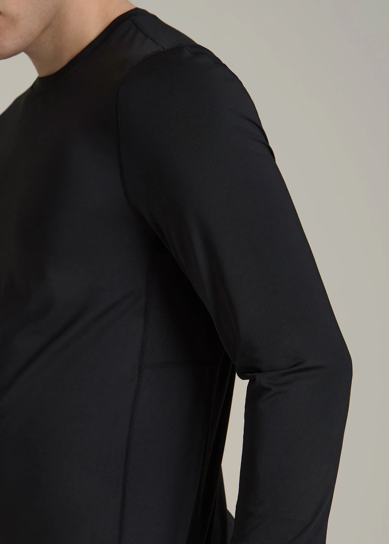 Long Sleeve UPF 50 Rash Guard for Tall Men in Black sold by American Tall product image thumbnail 2