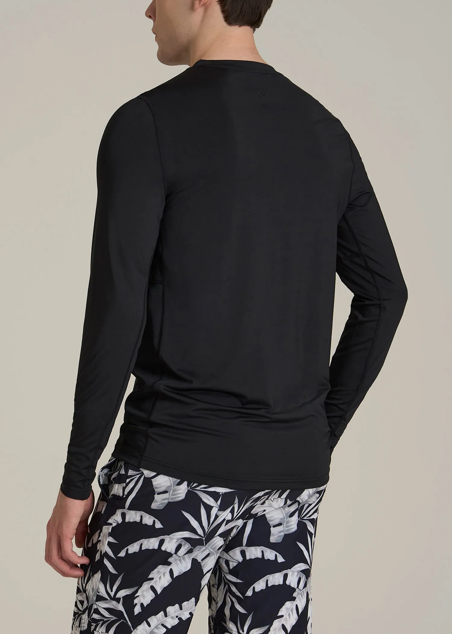 Long Sleeve UPF 50 Rash Guard for Tall Men in Black sold by American Tall product image thumbnail 5