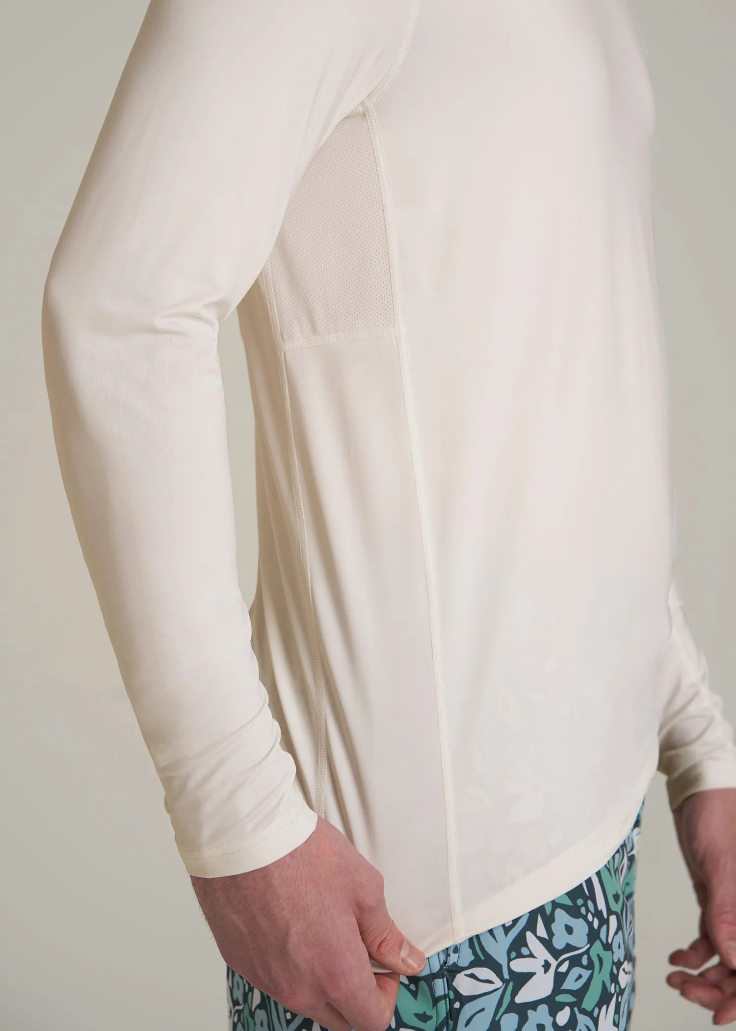 Long Sleeve UPF 50 Rash Guard for Tall Men in White Alyssum sold by American Tall product image thumbnail 2