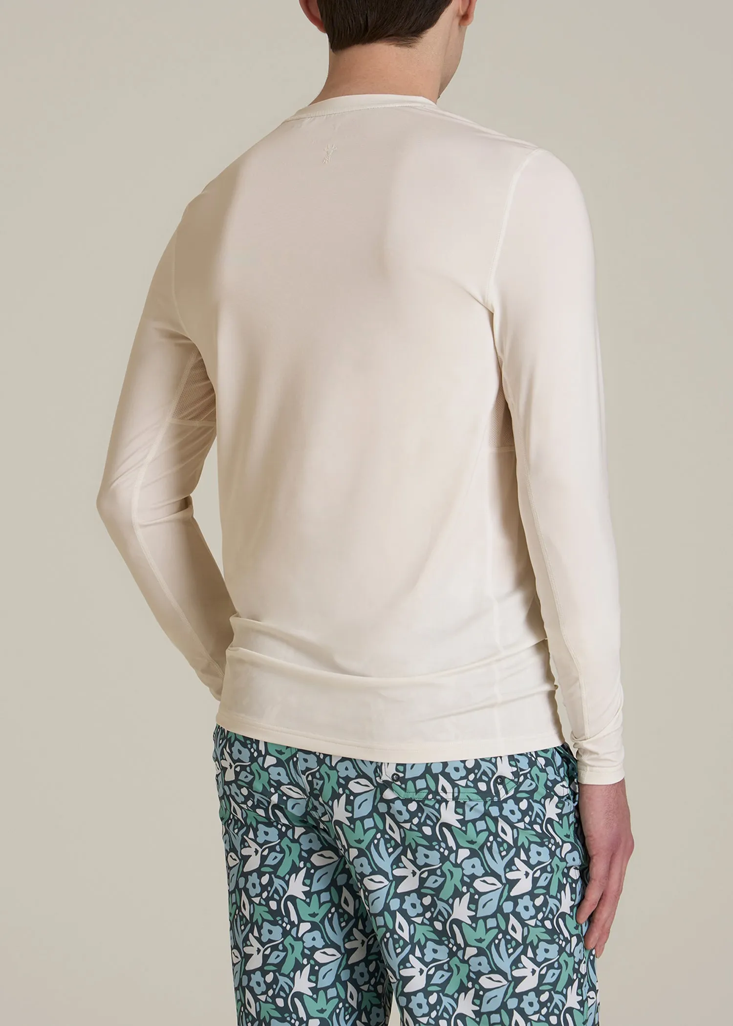 Long Sleeve UPF 50 Rash Guard for Tall Men in White Alyssum sold by American Tall product image thumbnail 5