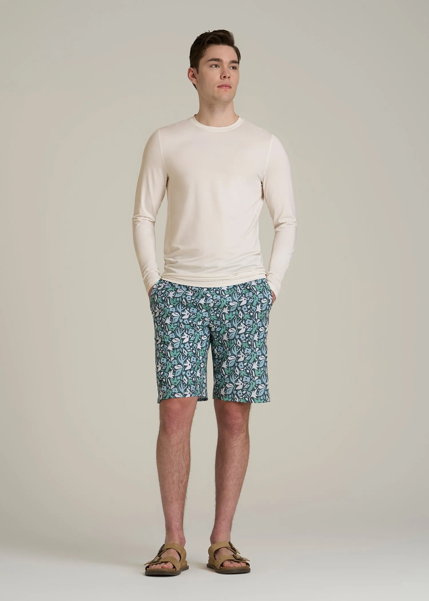 Long Sleeve UPF 50 Rash Guard for Tall Men in White Alyssum sold by American Tall product image thumbnail 4