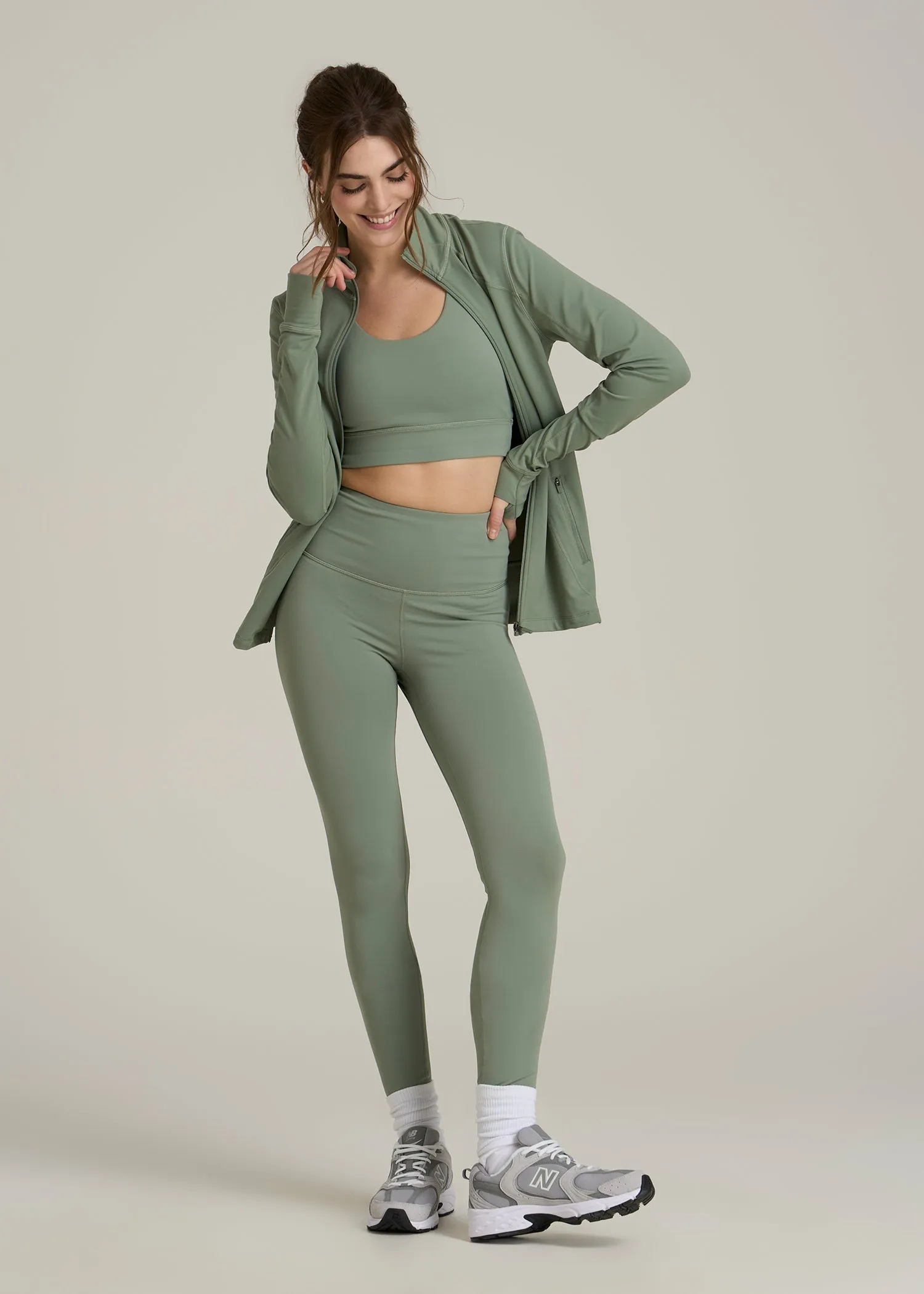 Women's Athletic Zip-Up Jacket for Tall Women in Dark Seagrass sold by American Tall product image thumbnail 4