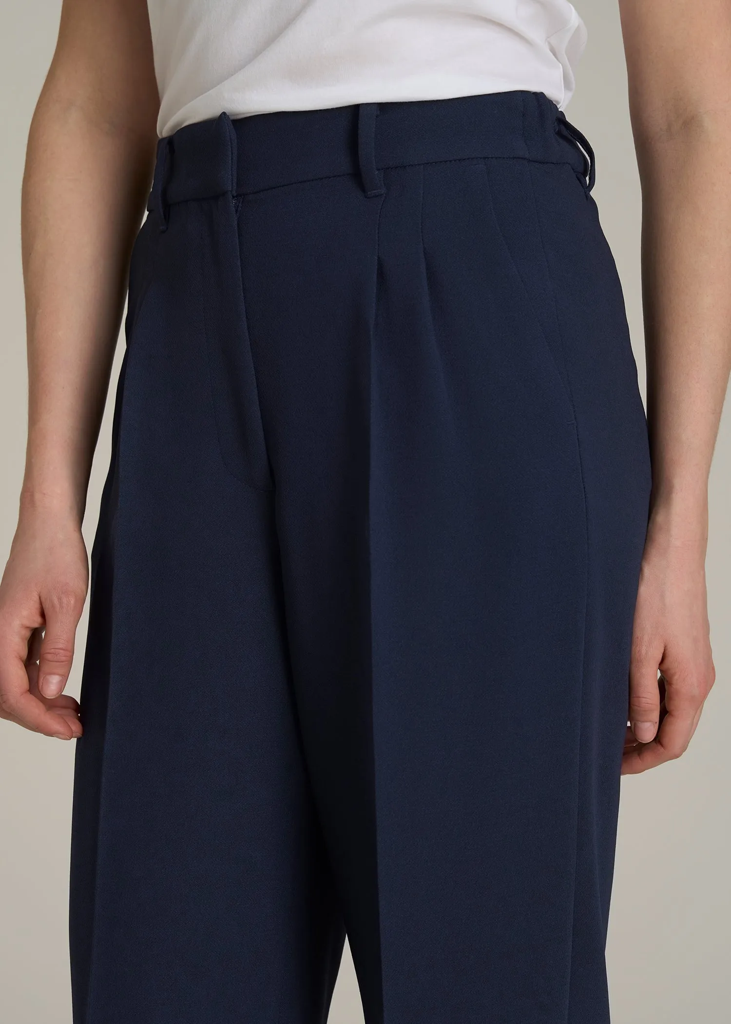 Wide Leg Pleated Dress Pants 2.0 for Tall Women in Navy sold by American Tall product image thumbnail 2