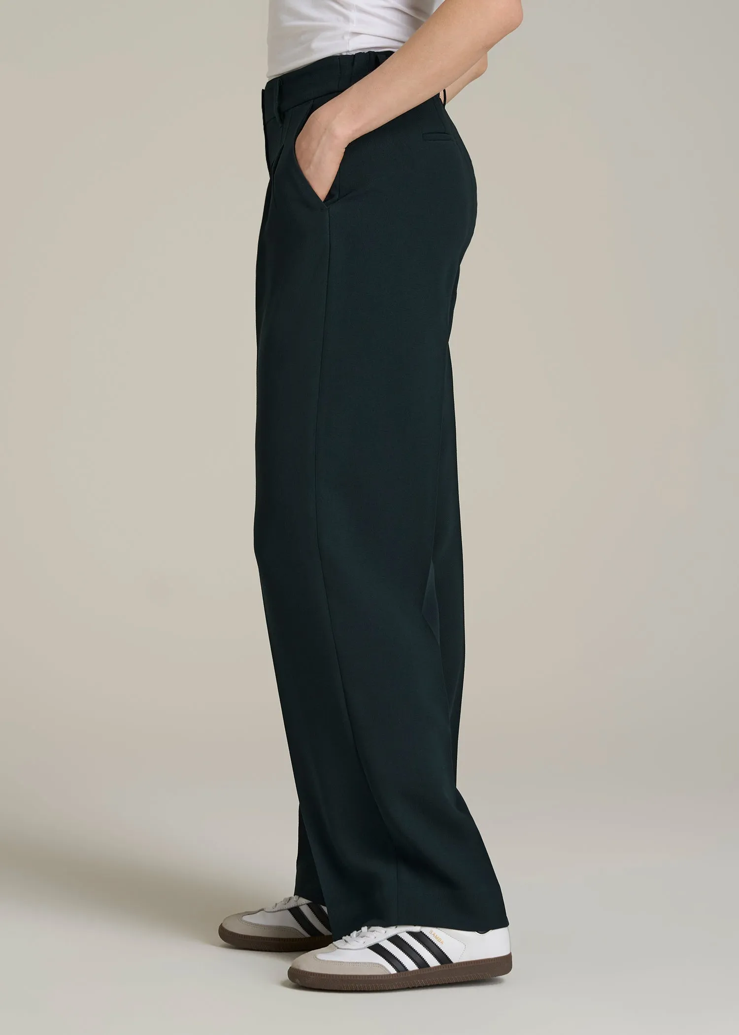 Wide Leg Pleated Dress Pants 2.0 for Tall Women in Midnight Green sold by American Tall product image thumbnail 3
