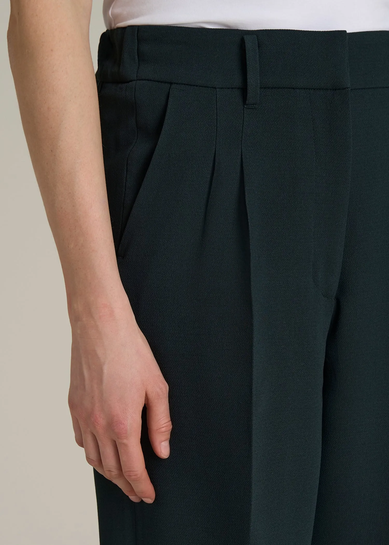 Wide Leg Pleated Dress Pants 2.0 for Tall Women in Midnight Green sold by American Tall product image thumbnail 2