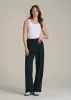 Wide Leg Pleated Dress Pants 2.0 for Tall Women in Midnight Green sold by American Tall