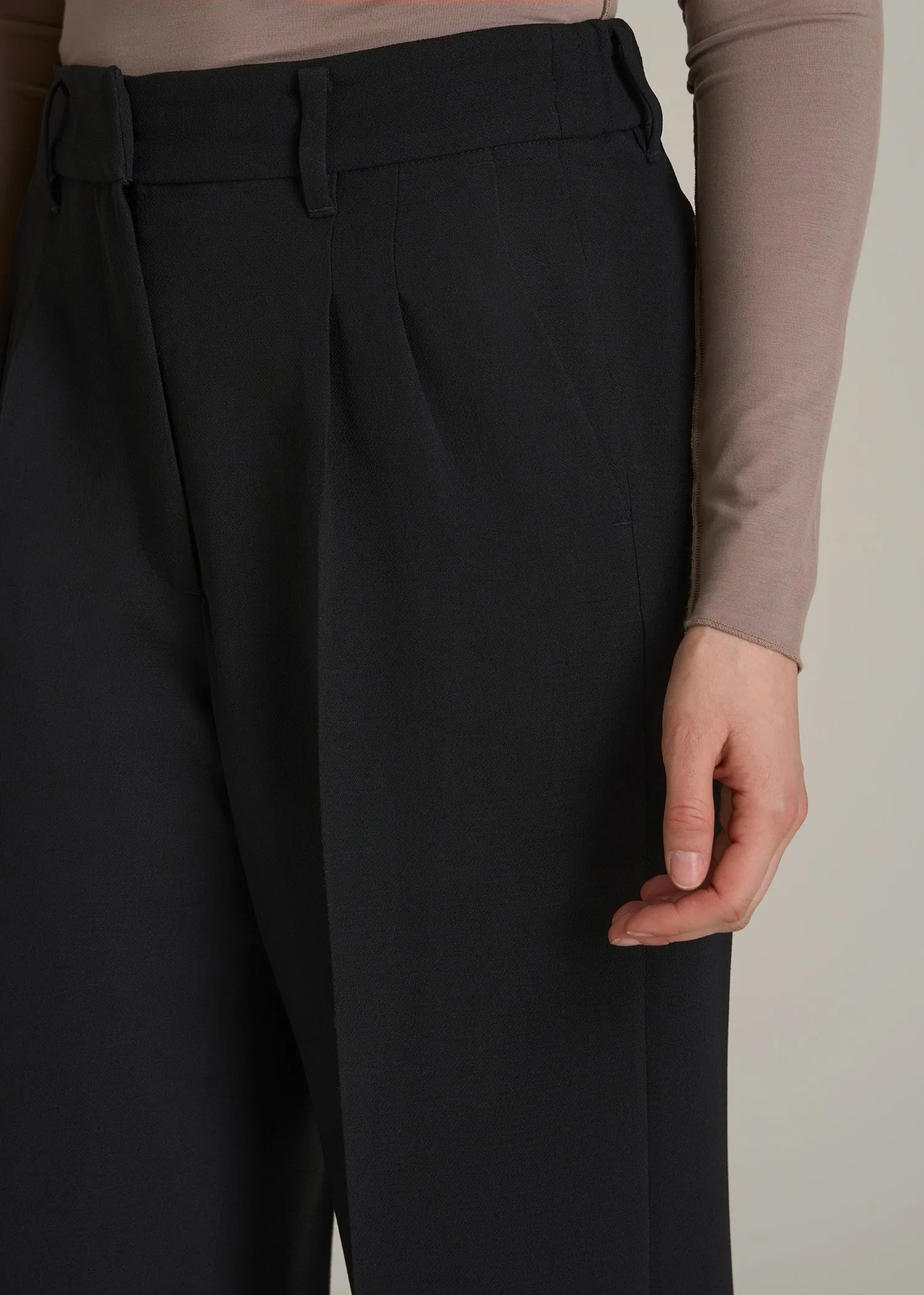 Wide Leg Pleated Dress Pants 2.0 for Tall Women in Black sold by American Tall product image thumbnail 2