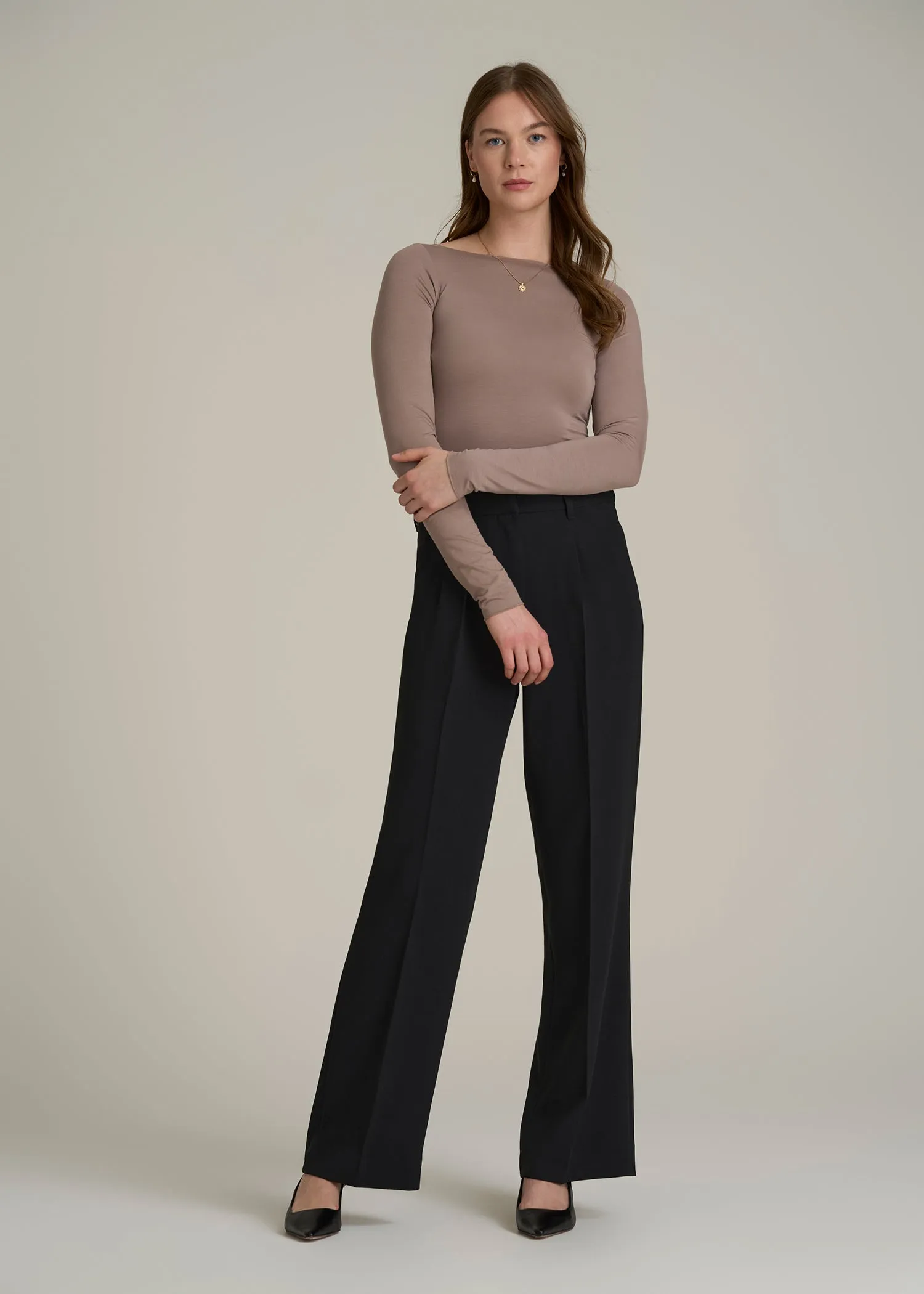 Wide Leg Pleated Dress Pants 2.0 for Tall Women in Black sold by American Tall product image thumbnail 4