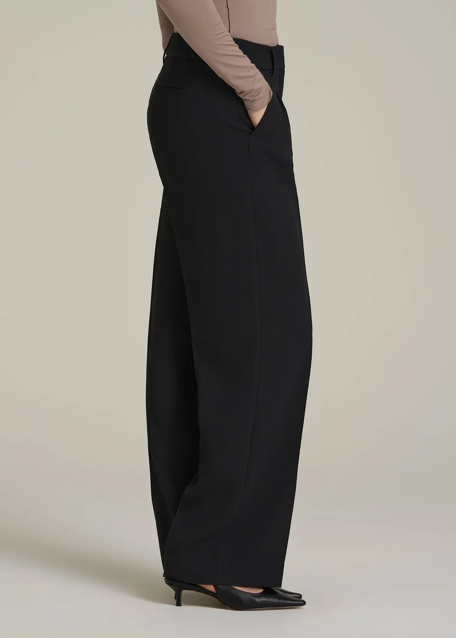 Wide Leg Pleated Dress Pants 2.0 for Tall Women in Black sold by American Tall product image thumbnail 3