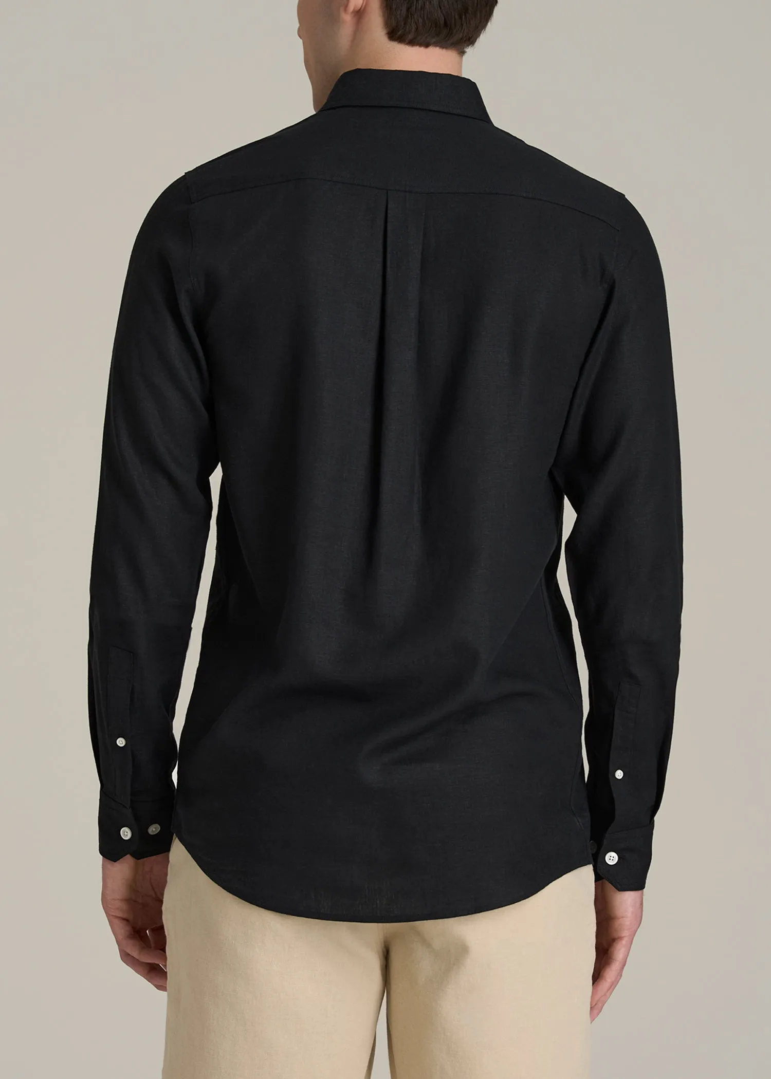 Linen Popover Shirt for Tall Men in Black sold by American Tall product image thumbnail 5