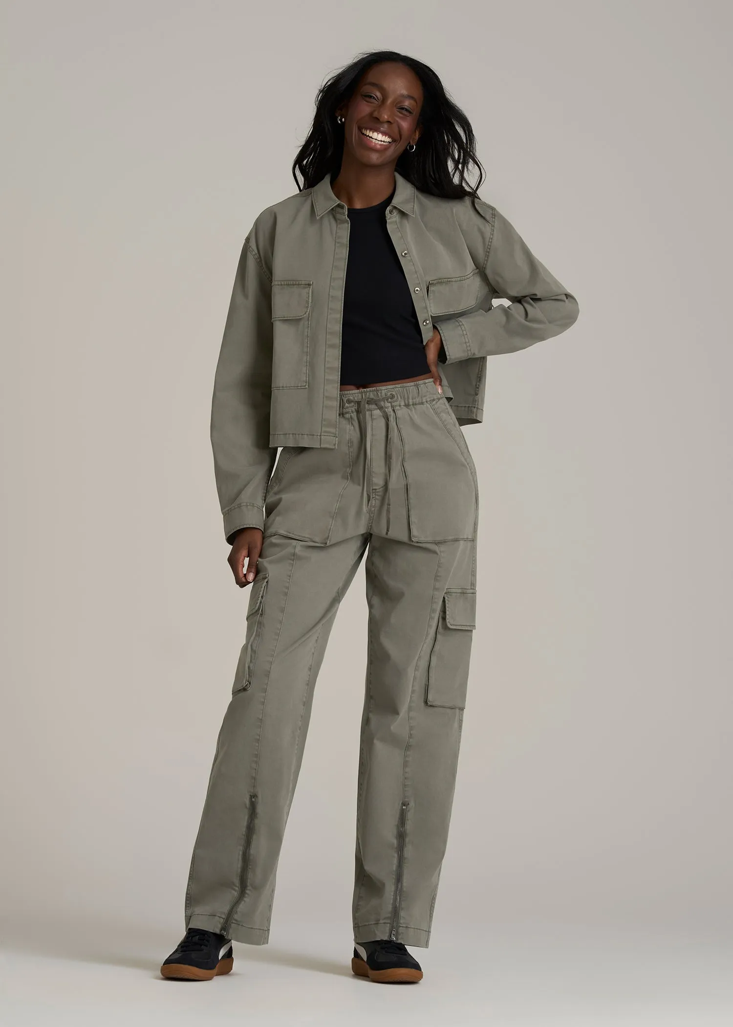 Garment Dyed Utility Shirt for Tall Women in Camper Green sold by American Tall product image thumbnail 4