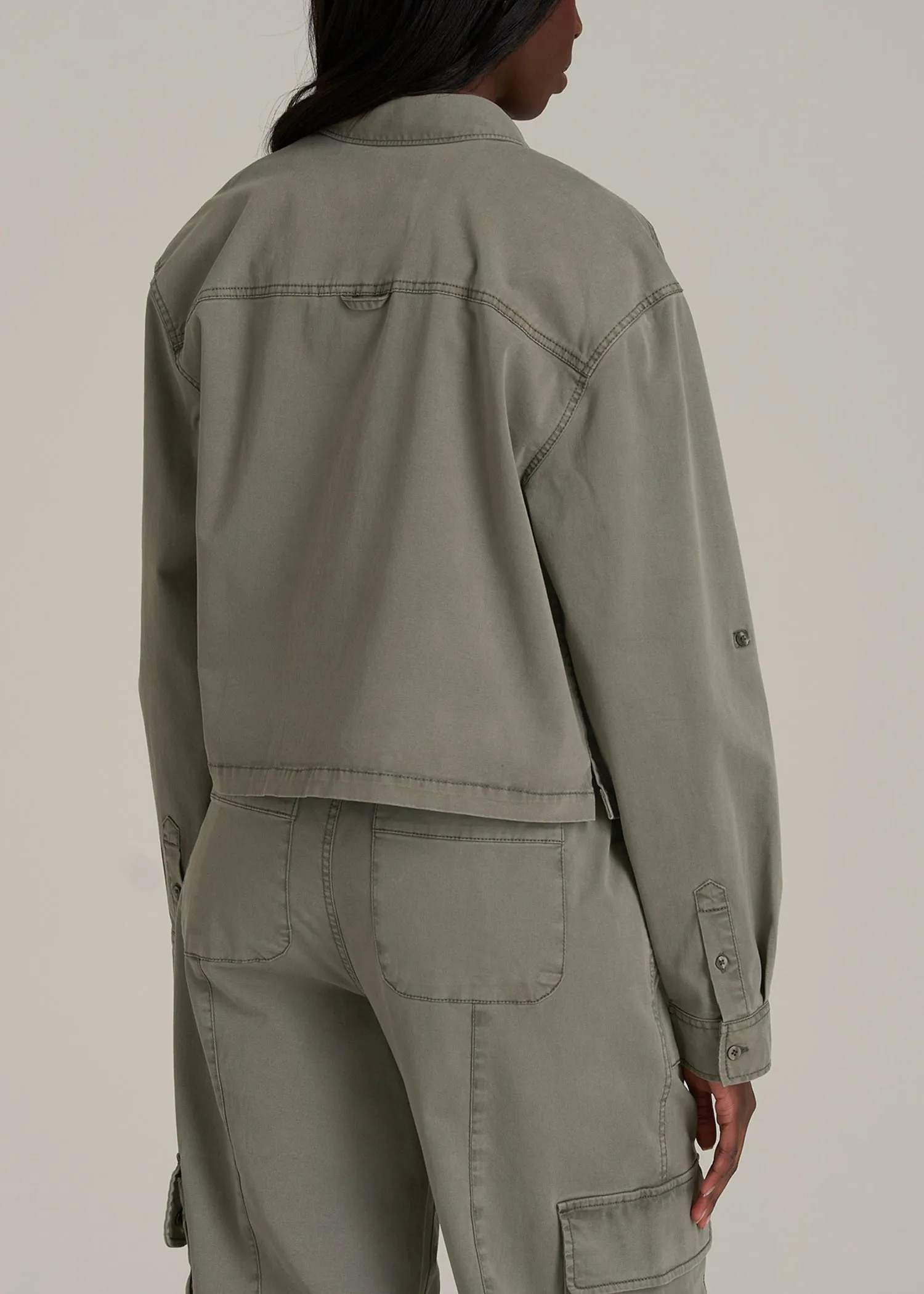 Garment Dyed Utility Shirt for Tall Women in Camper Green sold by American Tall product image thumbnail 5