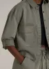 Garment Dyed Utility Shirt for Tall Women in Camper Green sold by American Tall