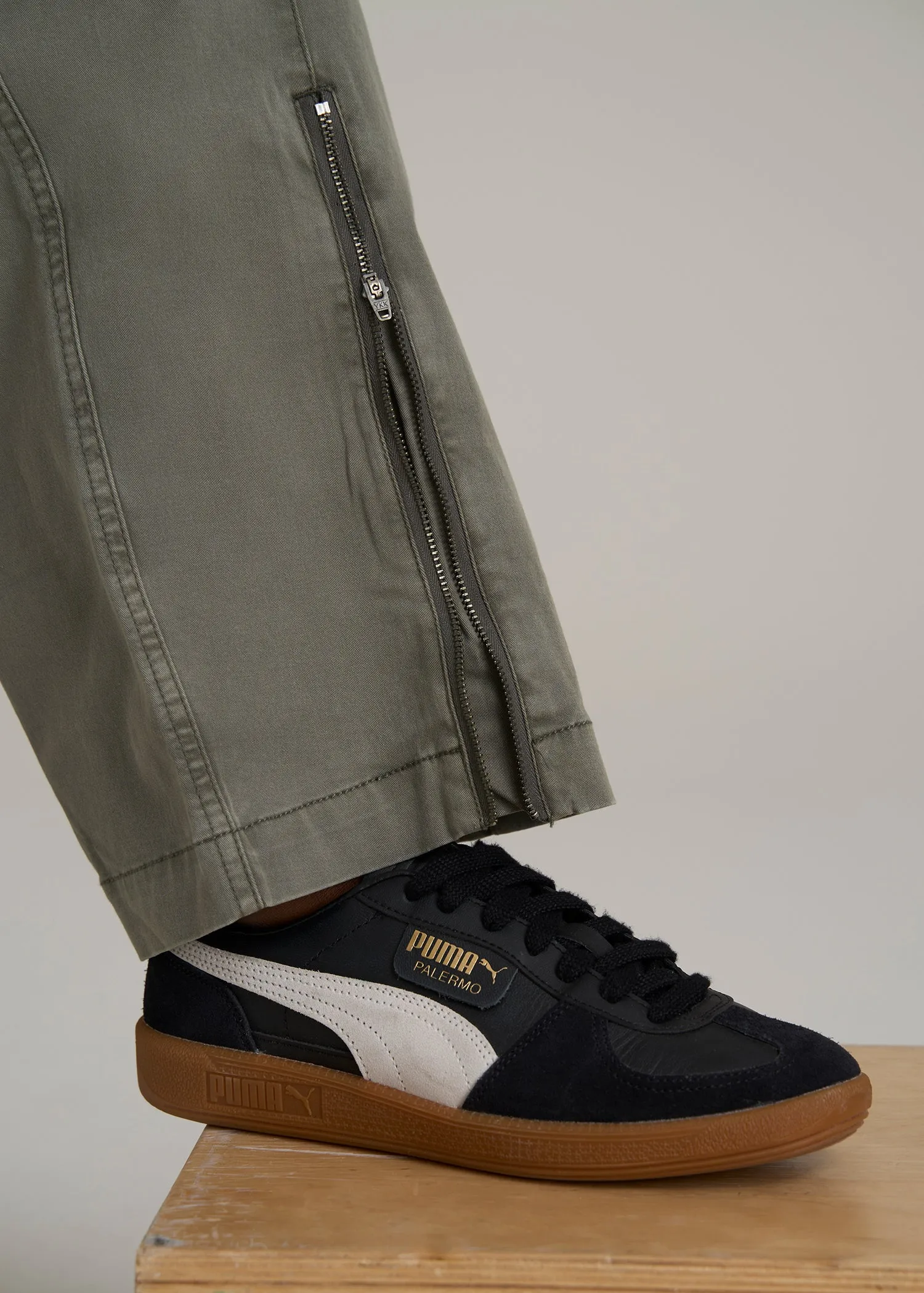 High Rise Garment Dyed Baggy Cargo Pants for Tall Women in Camper Green sold by American Tall product image thumbnail 2