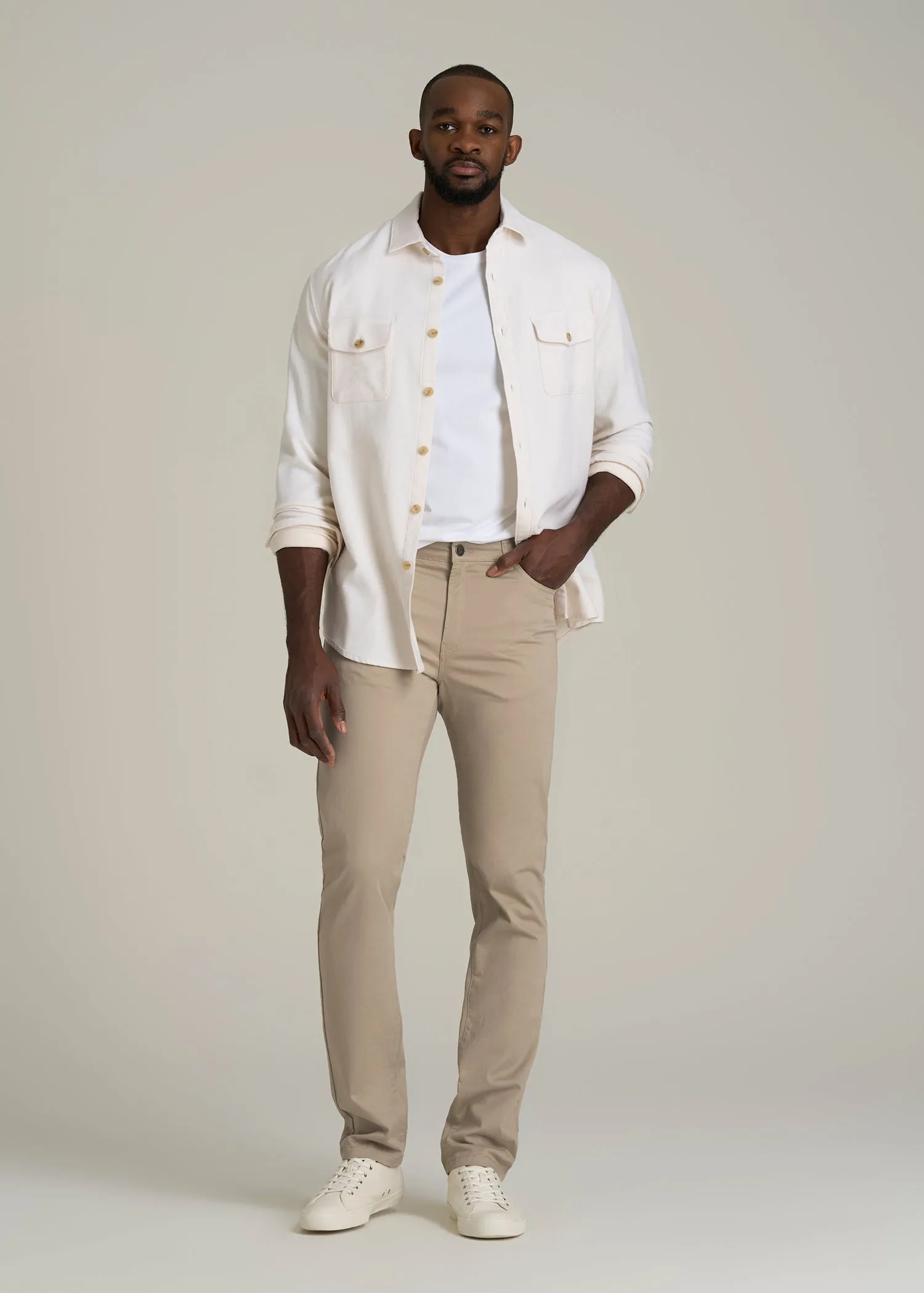 Dylan Slim Fit Five-Pocket Pants For Tall Men in Desert Khaki sold by American Tall product image thumbnail 4