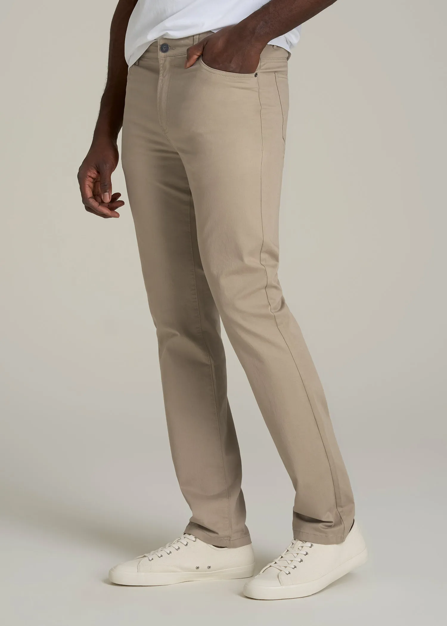 Dylan Slim Fit Five-Pocket Pants For Tall Men in Desert Khaki sold by American Tall product image thumbnail 3