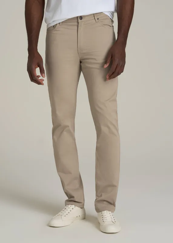 Dylan Slim Fit Five-Pocket Pants For Tall Men in Desert Khaki sold by American Tall