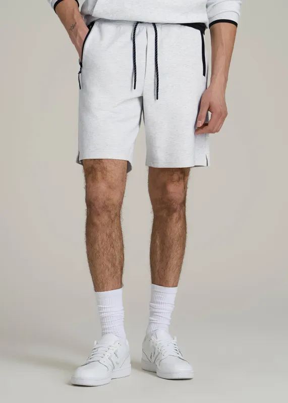 Tech Motion Fleece Shorts for Tall Men in Heather Frost sold by American Tall