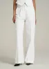 High-Rise Wide-Leg Pleated Dress Pants for Tall Women in Off White Pinstripe sold by American Tall