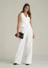 High-Rise Wide-Leg Pleated Dress Pants for Tall Women in Off White Pinstripe sold by American Tall
