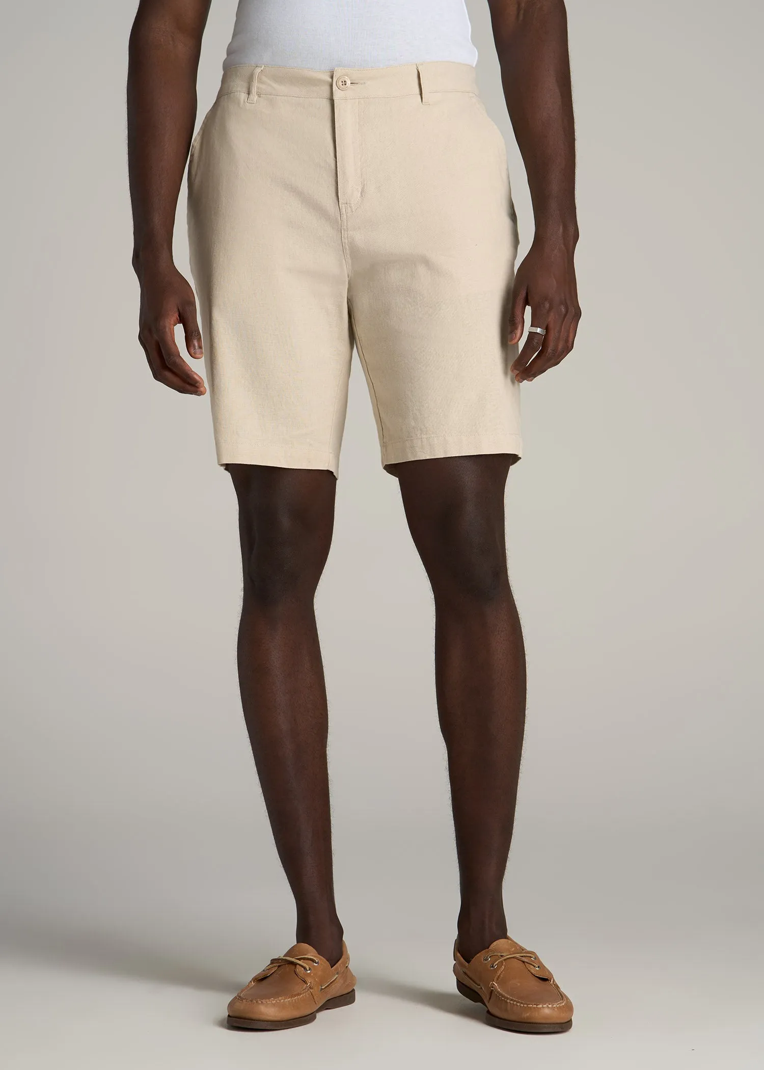 Linen Shorts For Tall Men in Sandstone sold by American Tall
