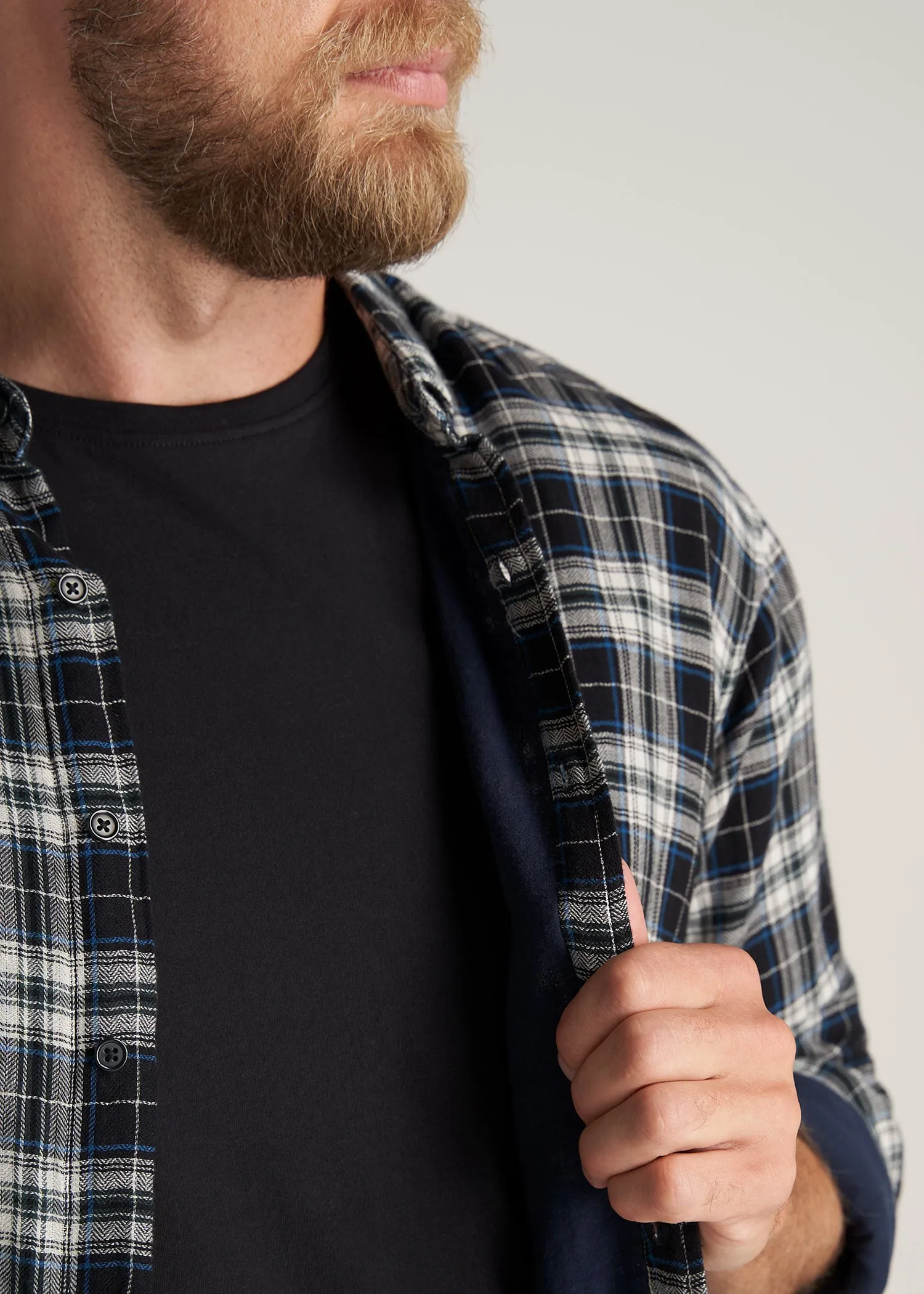 Double-Weave Button-Up Shirt for Tall Men in Black & Natural sold by American Tall product image thumbnail 2