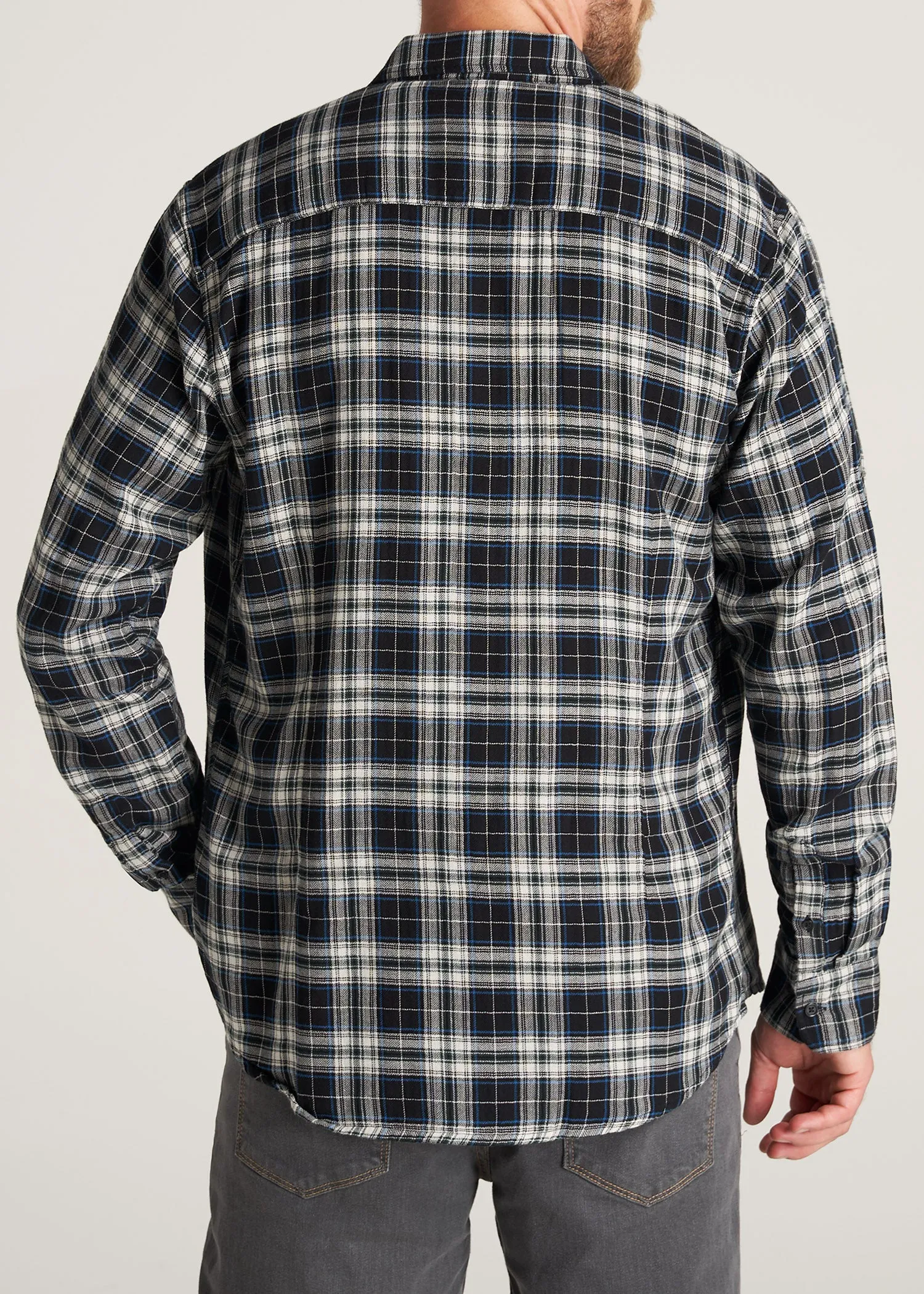 Double-Weave Button-Up Shirt for Tall Men in Black & Natural sold by American Tall product image thumbnail 5