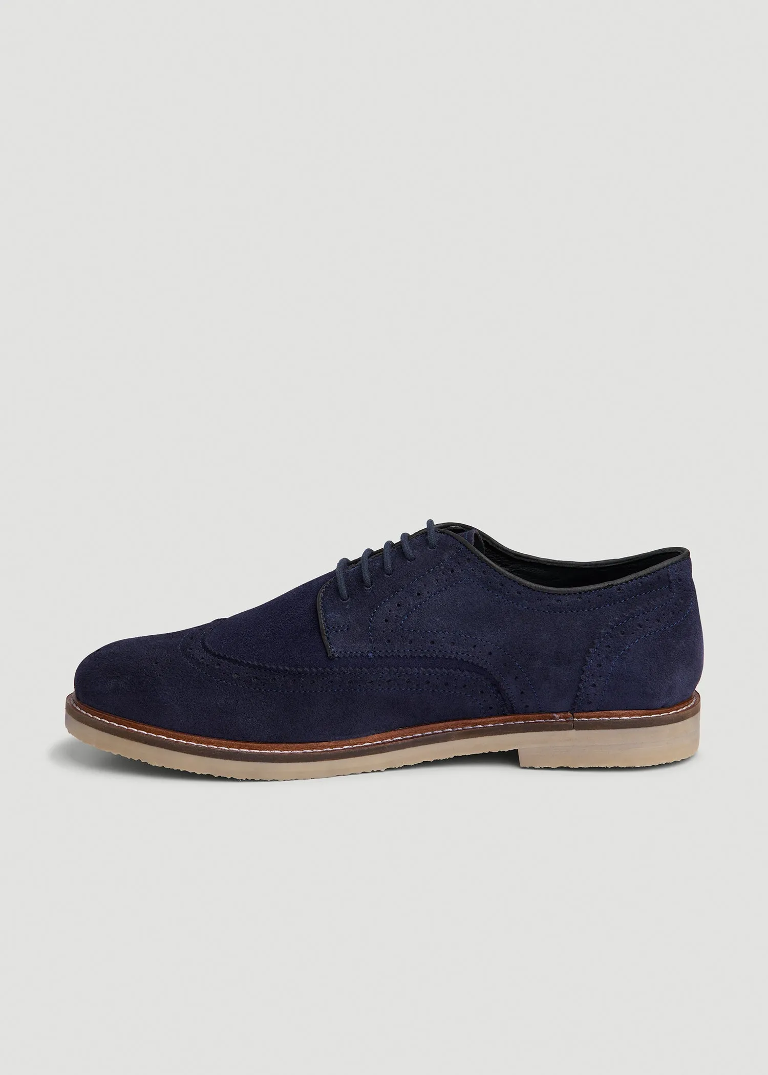 Suede Wingtip Oxfords for Tall Men in Dark Navy sold by American Tall product image thumbnail 2