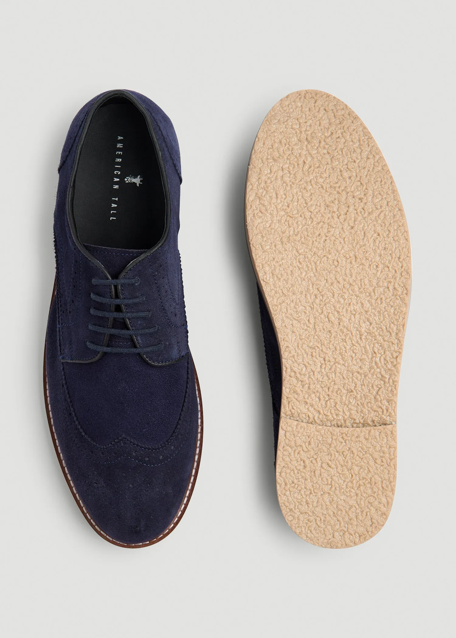 Suede Wingtip Oxfords for Tall Men in Dark Navy sold by American Tall product image thumbnail 4