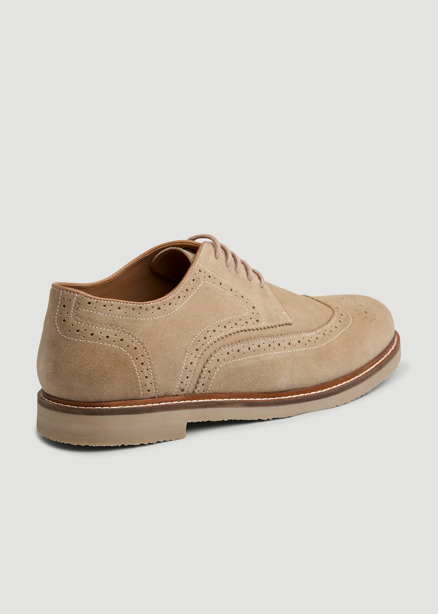 Suede Wingtip Oxfords for Tall Men in Beige sold by American Tall product image thumbnail 3