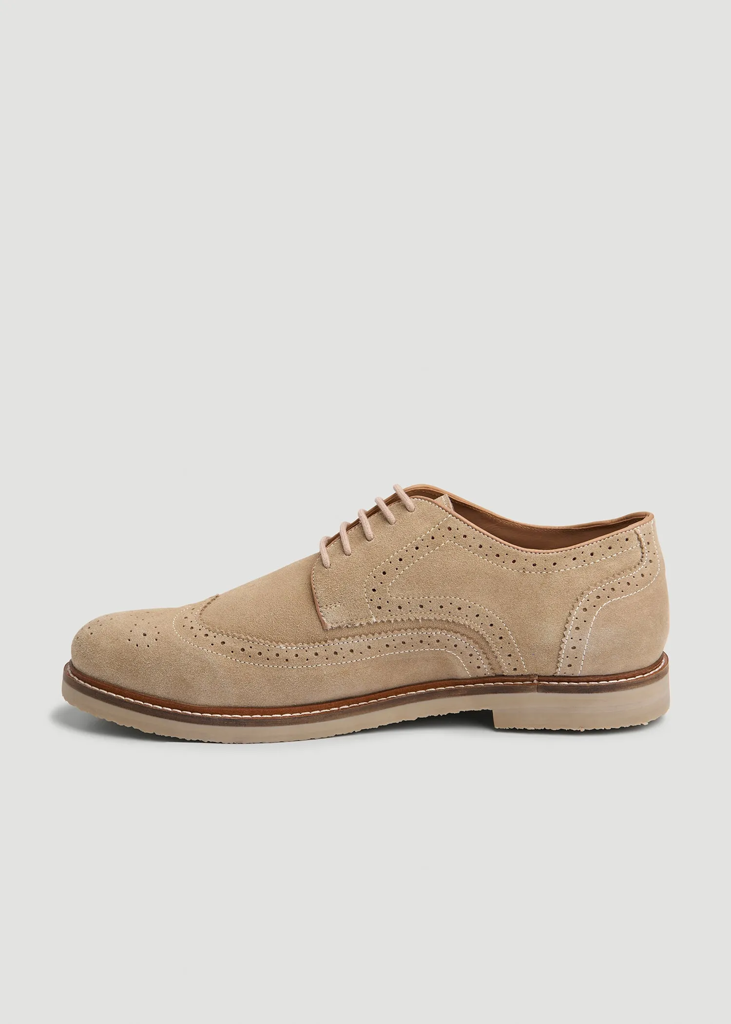 Suede Wingtip Oxfords for Tall Men in Beige sold by American Tall product image thumbnail 2