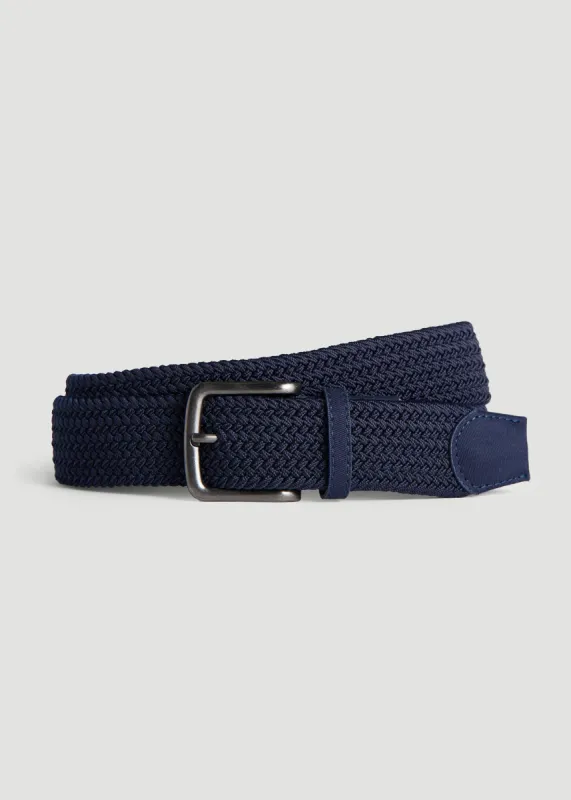 Stretch Woven Belt for Tall Men in Evening Blue sold by American Tall