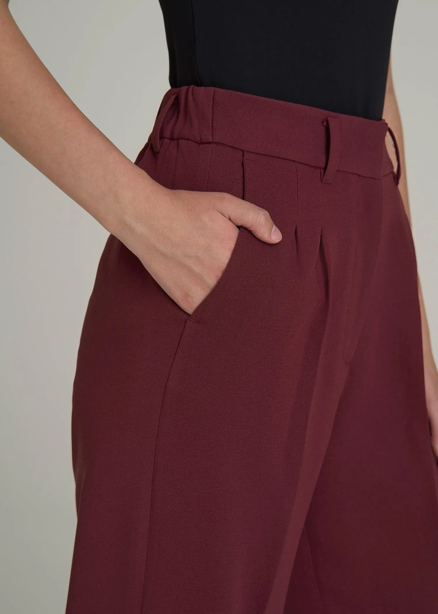 Wide Leg Pleated Dress Pants 2.0 for Tall Women in Tawny Port sold by American Tall product image thumbnail 2