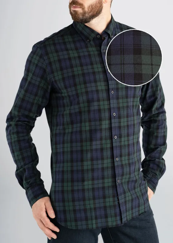 Nelson Tall Men's Button-Up Shirt in Blue & Green Black Watch sold by American Tall