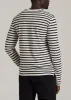 Long Sleeve Striped Tall Men's Tee in Beige Heather and Black Stripe sold by American Tall