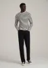 Long Sleeve Striped Tall Men's Tee in Beige Heather and Black Stripe sold by American Tall