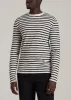 Long Sleeve Striped Tall Men's Tee in Beige Heather and Black Stripe sold by American Tall