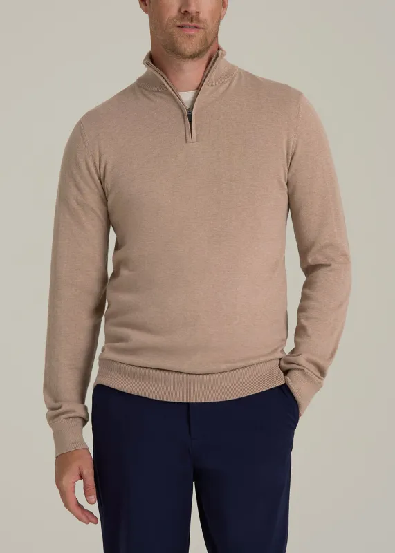 Everyday Quarter Zip Sweater for Tall Men in Stucco sold by American Tall