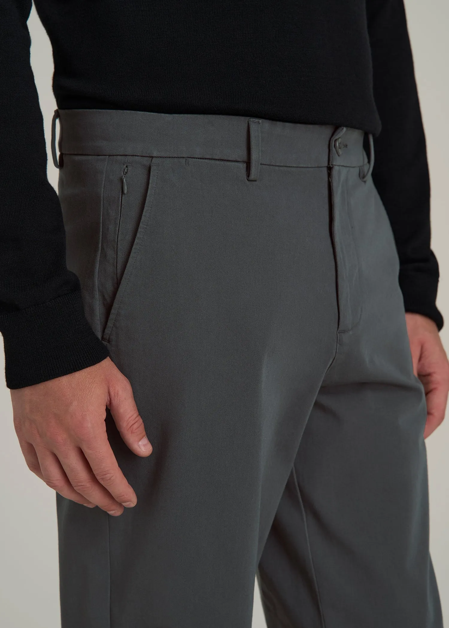 4-Way Stretch Commuter Tapered Chino Pants for Tall Men in Dark Ash sold by American Tall product image thumbnail 2