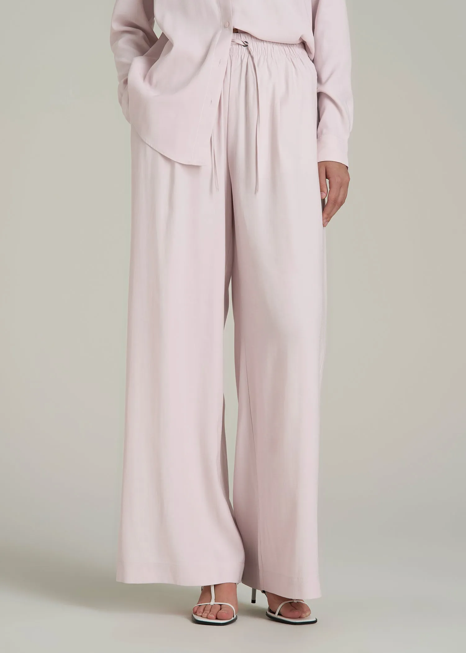 Relaxed Pull-On Pants for Tall Women in Grey Lilac sold by American Tall