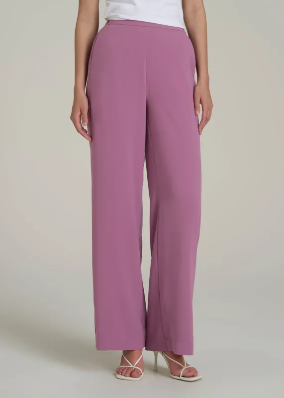 Pull-On Crepe Ultra Wide Pants for Tall Women in Argyle Purple sold by American Tall